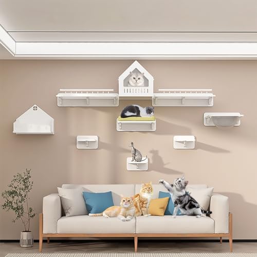 Katzenwandparkour, Katzenregal, Modernes Katzen Wandmöbelset, Katzenkletterwandspielplatz, Katzenwandstufen, Katzenhaus, Raumkapsel Usw (Size : Style7) von Pucaru
