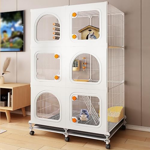 Kleintierkäfig für den Innenbereich, Vordergrund Transparente Chinchilla-Villa, mit Tablett und Rollen, für Eichhörnchen, Hamster, Kätzchen(74x37x117cm) von Pucaru