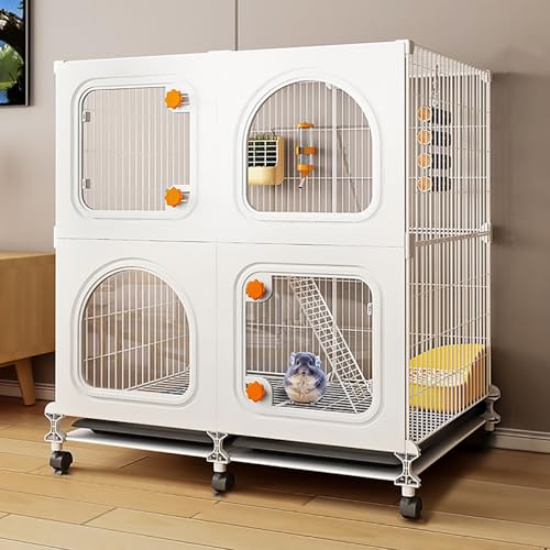 Kleintierkäfig für den Innenbereich, Vordergrund Transparente Chinchilla-Villa, mit Tablett und Rollen, für Eichhörnchen, Hamster, Kätzchen(74x37x82cm) von Pucaru