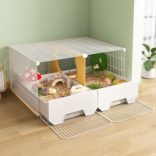 Kleintierkäfige aus Metall, Hamsterkäfig, Leicht zu Reinigende Luxusvilla, Spezielle Zuchtbox für Goldene Bären, Eichhörnchen und Landschaftsbau(70x45x35cm) von Pucaru
