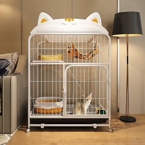 Niedlicher Katzenzaun in Haustierform, DIY-Quadratrohr-Katzenkäfig für den Innenbereich, Mehrschichtiges Zonendesign (Color : Style2, Size : 78x55x106.4) von Pucaru