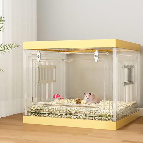 Panorama-Hamsterkäfige, Hamsterhaus, Chinchillahäuser, mit Nach Vorne zu Öffnender Tür, für Eichhörnchen/Eidechse/Schildkröte/Rutinhuhn(45x45x37cm) von Pucaru