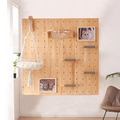 Perforiertes Brett Katzenwandmöbel, Katzenwandparkour aus Massivem Holz, Katzen Kletterwand Set, Einfache Installation(Size:Style1) von Pucaru