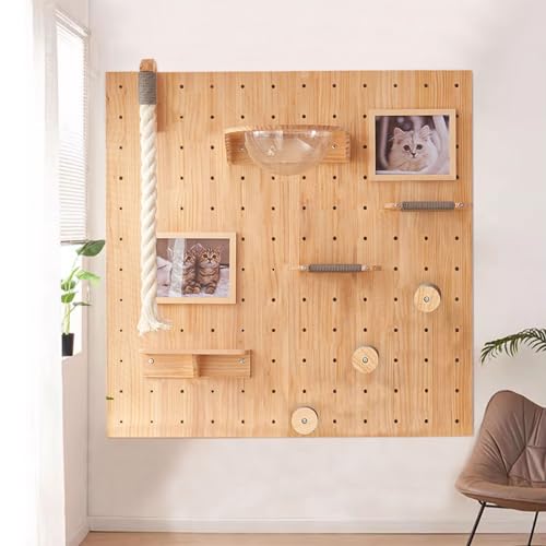 Perforiertes Brett Katzenwandmöbel, Katzenwandparkour aus Massivem Holz, Katzen Kletterwand Set, Einfache Installation(Size:Style2) von Pucaru