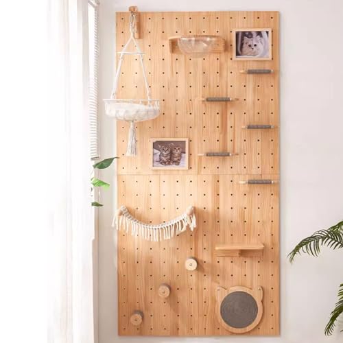 Perforiertes Brett Katzenwandmöbel, Katzenwandparkour aus Massivem Holz, Katzen Kletterwand Set, Einfache Installation(Size:Style5) von Pucaru