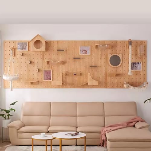 Perforiertes Brett Katzenwandmöbel, Katzenwandparkour aus Massivem Holz, Katzen Kletterwand Set, Einfache Installation(Size:Style8) von Pucaru