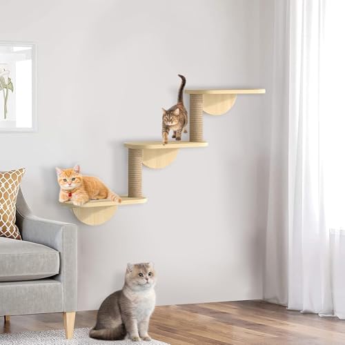Pucaru 1 Katzenwandständer, Katzenregal, Katzenwandstange, Einschließlich Katzenhaus, Katzenkratzbaum, Katzenleiter, Katzenbrücke, Sprungplattform(70 * 30cm/27.5 * 11.8in) von Pucaru