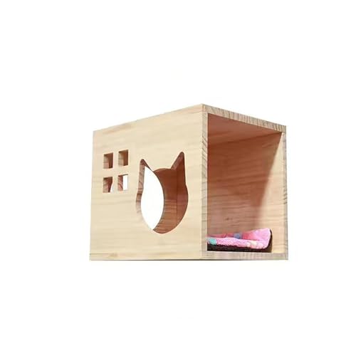 Pucaru An Der Wand Montiertes Katzenhaus, Katzenregal, Katzenraumkabine Aus Holz, Einzelnes Großes Transparentes Haustierhaus(33 * 40cm) von Pucaru