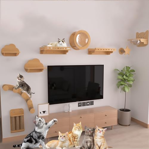 Pucaru An der Wand Montiertes Kletterregal-Set für Katzen, Platzsparend, Spielen und Klettern für Katzen (Color : Style 5) von Pucaru