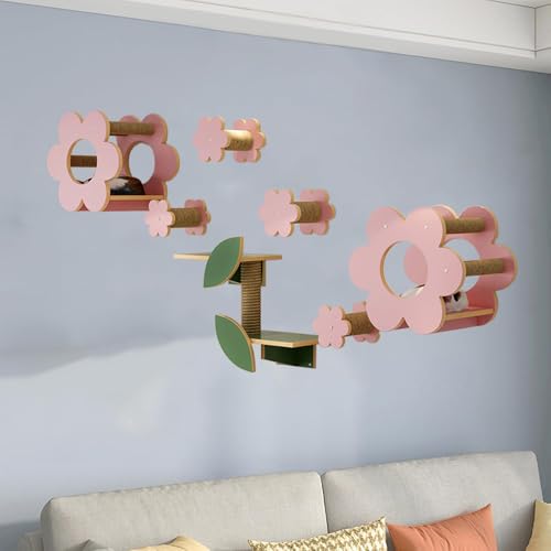 Pucaru Blumenförmige Katzenregale for Die Wand, Aus Holz, DIY Katzenwandregal-Set, Lassen Sie Katzen Nach Herzenslust Klettern(10pcs) von Pucaru