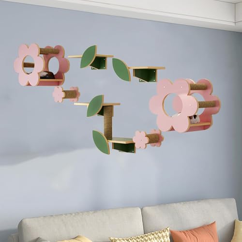 Pucaru Blumenförmige Katzenregale for Die Wand, Aus Holz, DIY Katzenwandregal-Set, Lassen Sie Katzen Nach Herzenslust Klettern(9pcs) von Pucaru