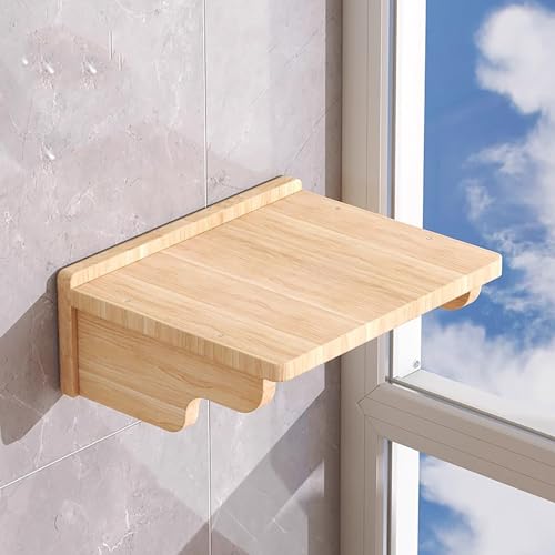 Pucaru DIY-Katzenwandregal, Katzen-Saugnapf Aus Holz Mit Kratzbaum, Plattform, Hängematte, Transparente Kabine, Passend für Glasfliesen im Innenbereich(38 * 30cm) von Pucaru