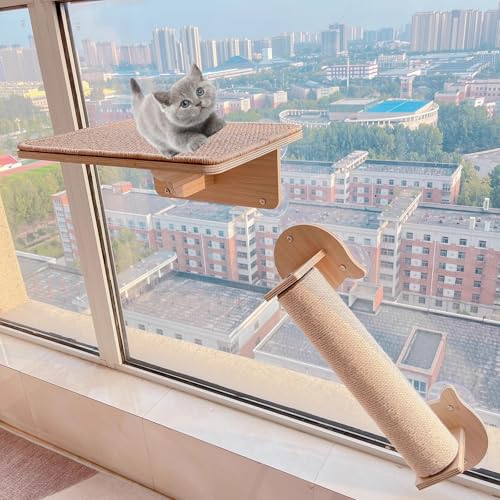 Pucaru Dreiteiliges Katzenmöbel Zur Wandmontage, Katzenwandregal, Katzen Kletterwand Schlagfreies Katzenklettergerüst Aus Holz für Den Innenbereich(40 * 30cm) von Pucaru