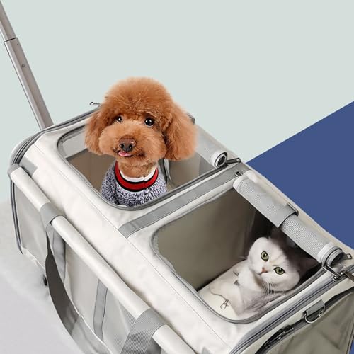 Pucaru Haustier-Reisetransportbox, Große Hunde-Und Katzentransportbox mit Rädern, Großes Fassungsvermögen, für Familien mit Mehreren Haustieren von Pucaru
