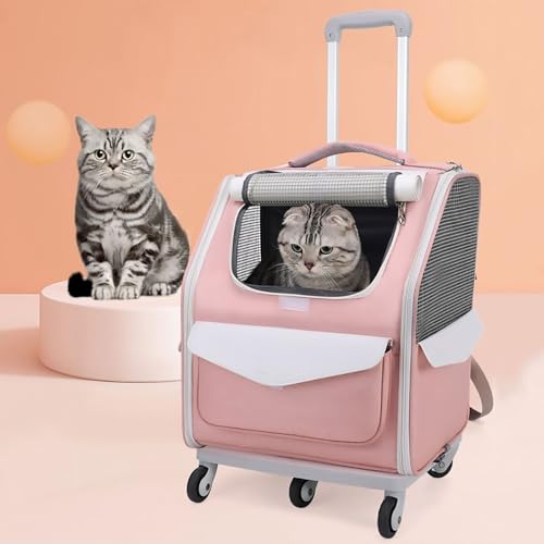 Pucaru Haustier-Rucksack mit Rädern, für Kleine Hunde, Mittelgroße Katzen mit Abnehmbaren Rädern, von Fluggesellschaften Zugelassener Welpenrucksack von Pucaru