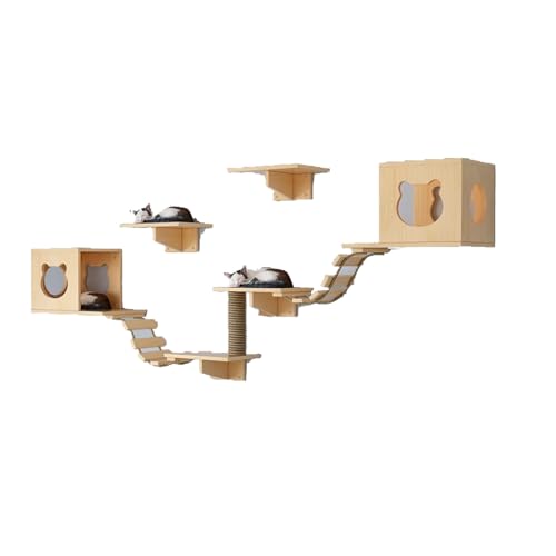 Pucaru Katzen Kletterwand ，Katzenwand-Klettergerüst-Set, Massivholz Und Stabiler Rahmen für Große Katzen Und Kätzchen(11pcs) von Pucaru