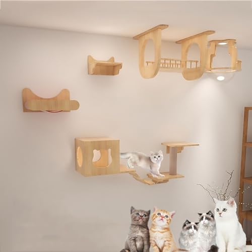 Pucaru Katzen Kletterwand Set, Katze Wandelement, Kletterregal, Spielplatz, Luftkorridor, Katzennest, Raumkapsel, Sprungplattform DIY (Color : Style 2) von Pucaru