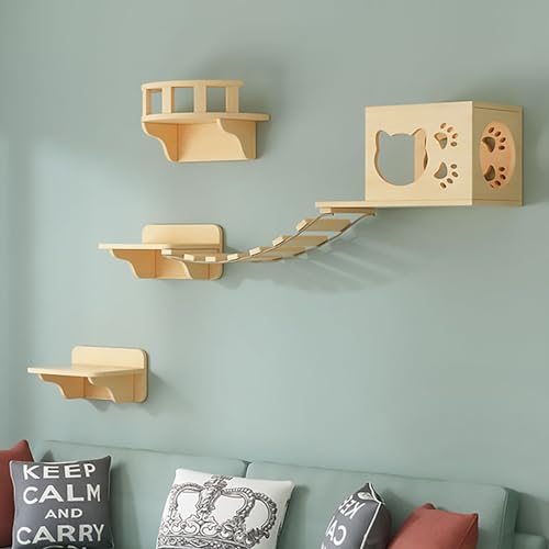 Pucaru Katzen Kletterwand Set, Wandpark für Katzen, DIY-katzenwandparkour, Platzsparend, zum Klettern, Schlafen und Spielen (Color : Style5) von Pucaru