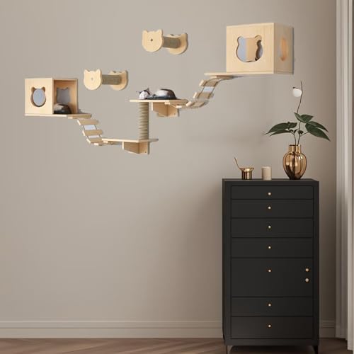 Pucaru Katzen-Wandregale Und Hängende Sitzstangen,kletterwand Katzen, Katzen-Klettergerüst für Große Und Kleine Katzen(10pcs) von Pucaru