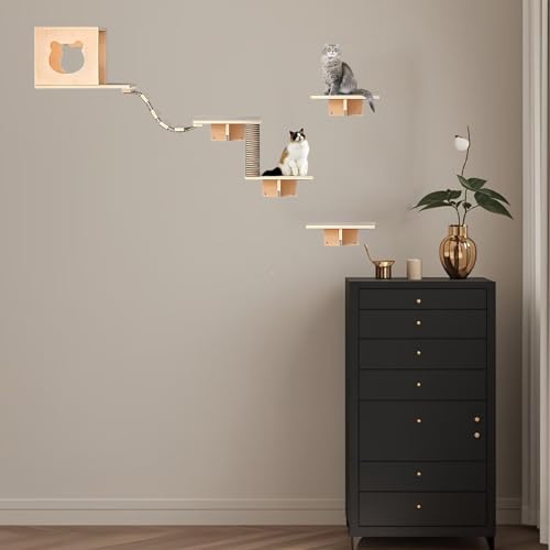 Pucaru Katzen-Wandregale Und Hängende Sitzstangen,kletterwand Katzen, Katzen-Klettergerüst für Große Und Kleine Katzen(6pcs) von Pucaru