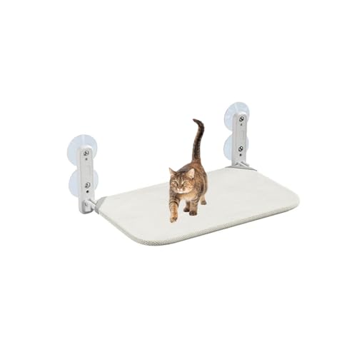 Pucaru Katzenhängematte for Die Wand, Kabellose Katzenfensterstange, Faltbare Katzenfensterhängematte Mit Saugnäpfen for Hauskatzen(21 * 30 * 58cm) von Pucaru