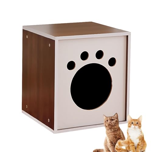 Pucaru Katzenhaus aus Holz, Katzennest, Beistelltische, Schlafzimmer, Katzenmöbel, Schrank, Nachttisch, Nachttisch, Viel Platz(Brown) von Pucaru