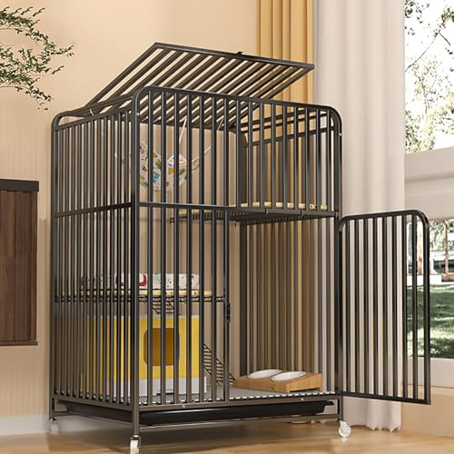 Pucaru Katzenkäfig für den Innenbereich, Katzenvilla aus Vierkantrohr, Abnehmbarer Metallkäfig für den Innenbereich von Kleintieren, Stark und Stabil(Black,71x55x105cm) von Pucaru