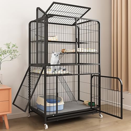 Pucaru Katzenkäfig für den Innenbereich, Katzenzaun für den Innenbereich, Extra Großer Freiraum-Haustierkäfig, Verdickter Vierkantrohrrahmen(78x55x137cm) von Pucaru