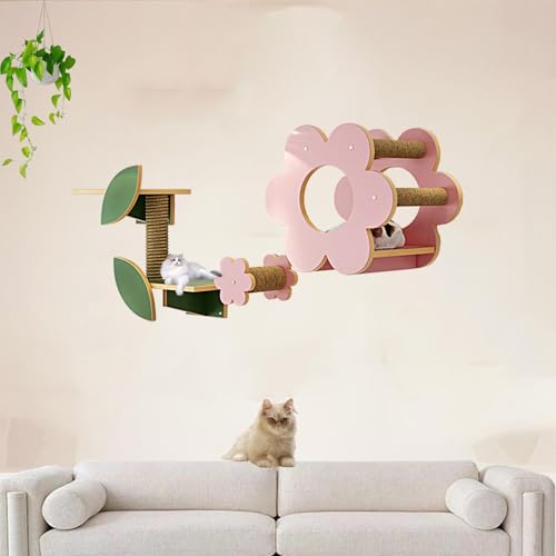 Pucaru Katzenklettergerüst Mit Blumenmuster, Katzenlaufsteg an Der Wand, Geeignet for Kätzchen for Klettern und Spielen(5pcs) von Pucaru