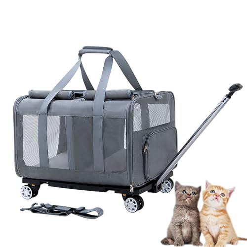 Pucaru Katzentransportbox, Transportbox Hund, mit Abnehmbarer Stangenplattform und Verbesserten Rädern, Faltbare Haustier-Reisetragetasche (Color : Dark Gray) von Pucaru