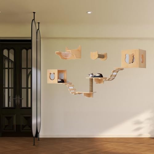 Pucaru Katzenwandrahmen, Katzenwandregale, Katzenmöbelset for Schlafen, Spielen, Klettern und Ausruhen an Der Wand(11pcs) von Pucaru