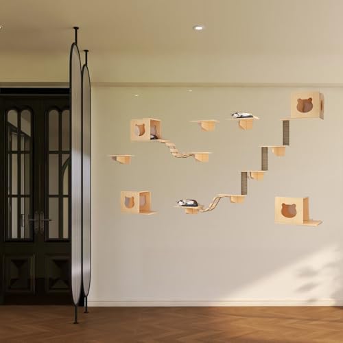 Pucaru Katzenwandrahmen, Katzenwandregale, Katzenmöbelset for Schlafen, Spielen, Klettern und Ausruhen an Der Wand(12pcs) von Pucaru
