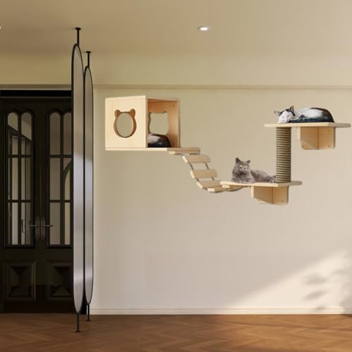 Pucaru Katzenwandrahmen, Katzenwandregale, Katzenmöbelset for Schlafen, Spielen, Klettern und Ausruhen an Der Wand(5pcs) von Pucaru