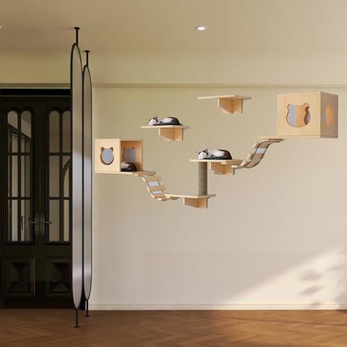 Pucaru Katzenwandrahmen, Katzenwandregale, Katzenmöbelset for Schlafen, Spielen, Klettern und Ausruhen an Der Wand(8pcs) von Pucaru