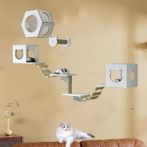 Pucaru Kletterwand Katzen, Massivholz-Katzenwandmöbel für Große Katzen, Geeignet Zum Schlafen, Klettern, Spielen Und Nickerchen(10pcs) von Pucaru