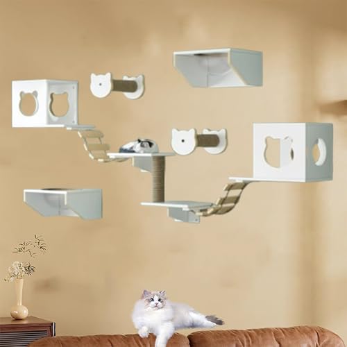 Pucaru Kletterwand Katzen, Massivholz-Katzenwandmöbel für Große Katzen, Geeignet Zum Schlafen, Klettern, Spielen Und Nickerchen(11pcs) von Pucaru