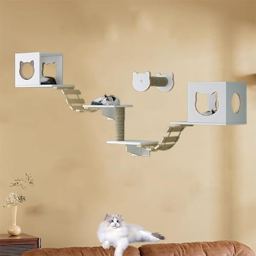 Pucaru Kletterwand Katzen, Massivholz-Katzenwandmöbel für Große Katzen, Geeignet Zum Schlafen, Klettern, Spielen Und Nickerchen(6pcs) von Pucaru