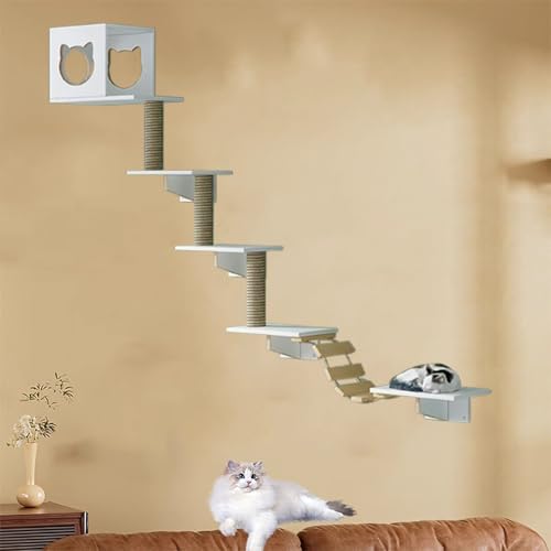 Pucaru Kletterwand Katzen, Massivholz-Katzenwandmöbel für Große Katzen, Geeignet Zum Schlafen, Klettern, Spielen Und Nickerchen(9pcs) von Pucaru