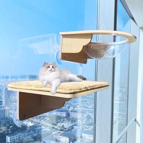 Pucaru Kletterwand Katzen Aus Holz, DIY-Kratzbaum, Schlagfreies Katzensprungbrett Aus Fliesenfenstern, Katzensitz für Den Innenbereich(40 * 30cm) von Pucaru