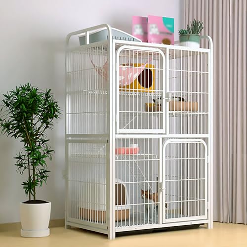Pucaru Multifunktionaler Katzenkäfig, Katzenlaufstall für den Innenbereich, DIY-Katzengehege für den Innenbereich mit Lagerregal, Design mit Mehreren Türen(78x54x140cm) von Pucaru