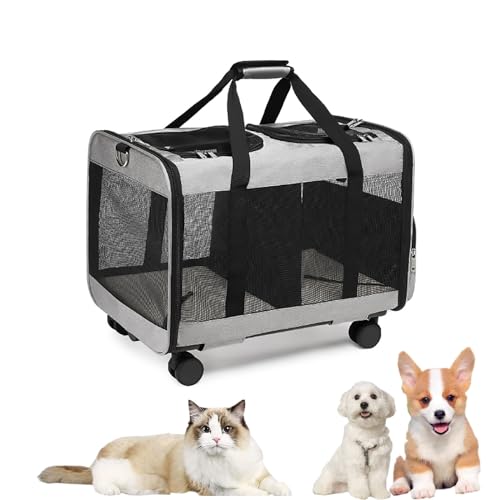 Pucaru Transportbox für Haustiere mit Zwei Fächern, Hundetransporter/katzentasche Transporttasche, Bequem und Atmungsaktiv, Faltbar und Abnehmbar von Pucaru