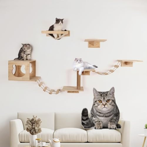 Pucaru Wandregale und Sitzstangen for Katzen, Wandmöbel for Katzen, Klettergerüst-Bausätze for Katzen, Geeignet for Kätzchen for Klettern Und Spielen von Pucaru