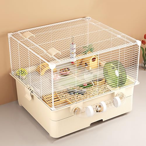 Pucaru Tragbarer Hamsterkäfig, 2-stöckiger Hamsterkäfig für Kleintiere, Käfig für Mäuse, Rennmäuse, Reptilien, Ratten(White) von Pucaru