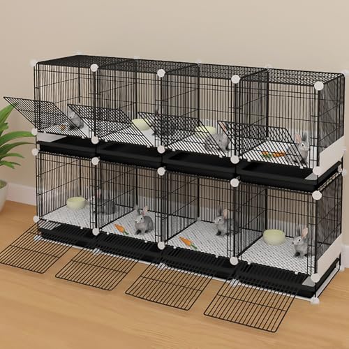 Pucaru Tragbarer Mehrschichtiger Kaninchenstall, Hasenstall mit Verschlüsselungsgitter, Unabhängiges Palettendesign, für Kaninchen, Meerschweinchen(145x39x93cm) von Pucaru