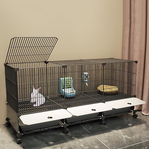 Verschlüsselter Anti-Spray-Kaninchenkäfig, Indoor-Hasenstall, Großer Raumkäfig, Geeignet für Die Aufzucht Mehrerer Haustiere (Color : Style3, Size : 111x 37 x 62cm) von Pucaru