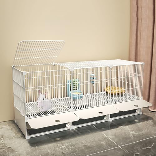 Vollgitter-verschlüsselter Kaninchenstall, Kaninchenkäfig, DIY-Hasenkäfig für den Innenbereich, Abnehmbarer, mit Tablett und Bodenmatten (Size : 108 x 37 x 55cm) von Pucaru