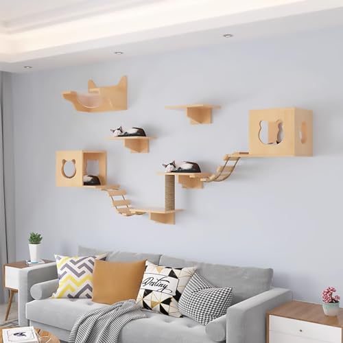 Wandmontierte Katzen Wandmöbel, Wandpark für Katzen, Katzenwandregal und Stufen, Verschiedene Kombinationen wie Raumkapseln (Color : Style3) von Pucaru