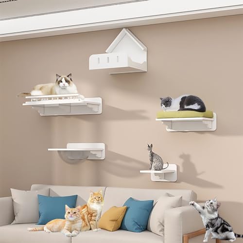 Wandmontiertes Katzen Kletterwand Set, Katzenregale und Sitzstangen mit Himmelskorridor, zum Spielen, Schlafen und Faulenzen von Katzen (Color : Style2) von Pucaru