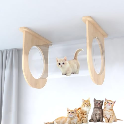 Wandmontiertes Katzen Wand Klettern aus Massivem Holz für den Innenbereich, Lufthängebrücke, Sprungplattform, Raumkapsel Usw (Color : S14) von Pucaru