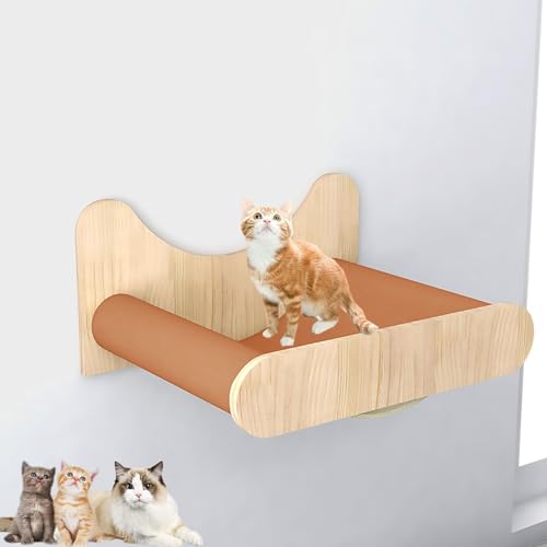 Wandmontiertes Katzen Wand Klettern aus Massivem Holz für den Innenbereich, Lufthängebrücke, Sprungplattform, Raumkapsel Usw (Color : S4) von Pucaru